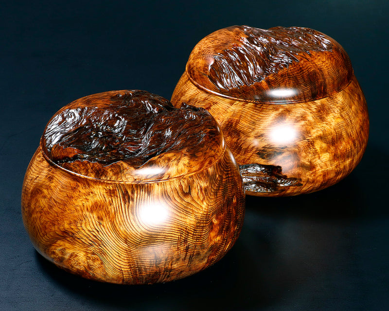 Wood craftsman Mr. Kawashita made Yakusugi Go Bowls Premium Burl Grain Super Extra Large size GK-YKS-BK510-GK42-01