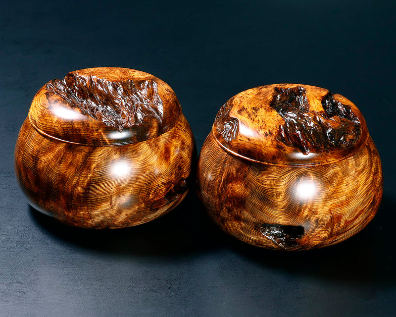 Wood craftsman Mr.Kawashita made Yakusugi Go Bowls Premium Burl Grain Super Extra Large size GK-YKS-BK510-GK42-02