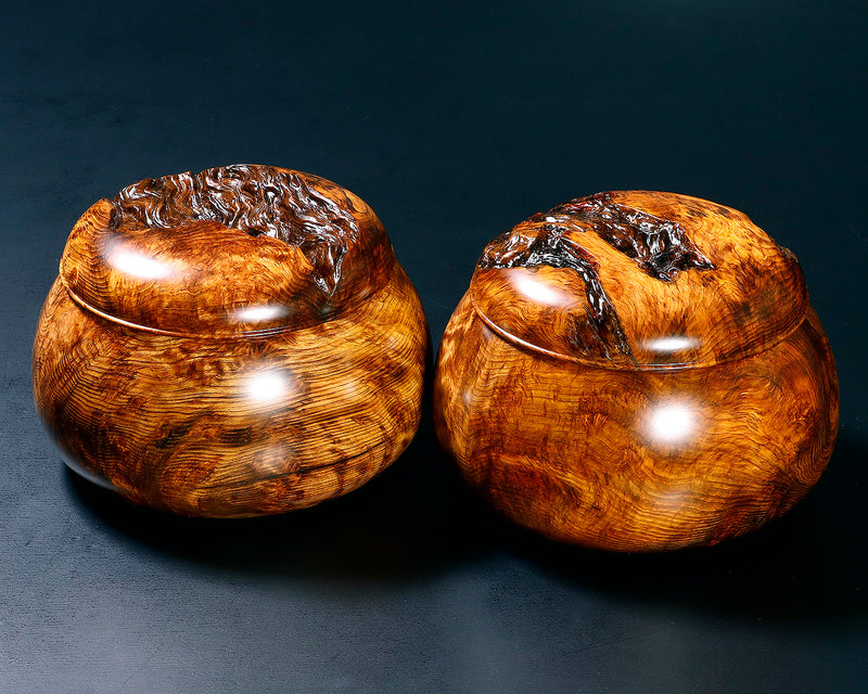 Wood craftsman Mr.Kawashita made Yakusugi Go Bowls Premium Burl Grain Super Extra Large size GK-YKS-BK510-GK42-02