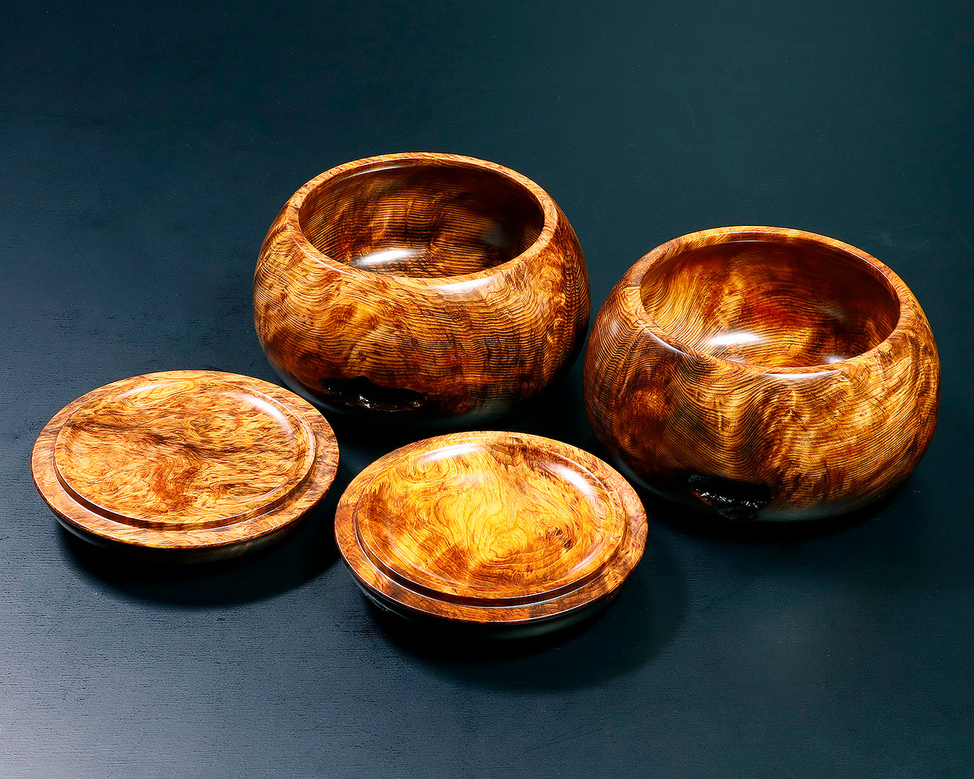 木工工芸家 川下幸徳氏製作 屋久杉碁笥 油瘤特上杢 超特大 ~42号碁石用