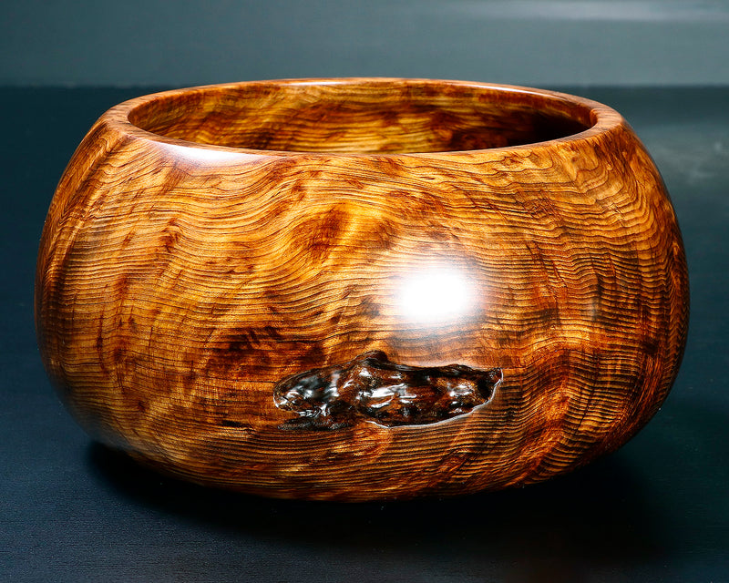 Wood craftsman Mr.Kawashita made Yakusugi Go Bowls Premium Burl Grain Super Extra Large size GK-YKS-BK510-GK42-02