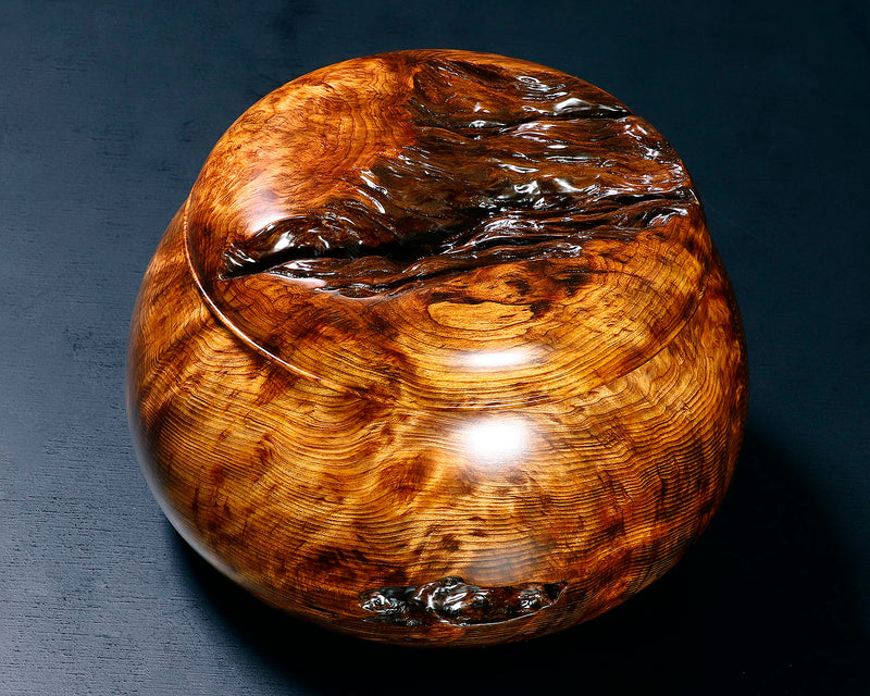 Wood craftsman Mr.Kawashita made Yakusugi Go Bowls Premium Burl Grain Super Extra Large size GK-YKS-BK510-GK42-02