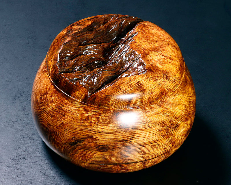 Wood craftsman Mr.Kawashita made Yakusugi Go Bowls Premium Burl Grain Super Extra Large size GK-YKS-BK510-GK42-02