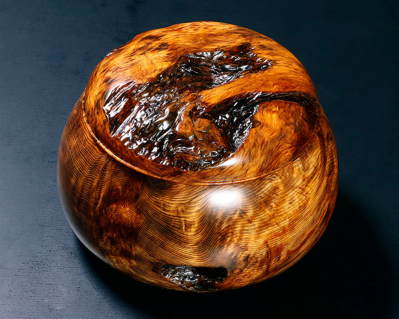Wood craftsman Mr.Kawashita made Yakusugi Go Bowls Premium Burl Grain Super Extra Large size GK-YKS-BK510-GK42-02