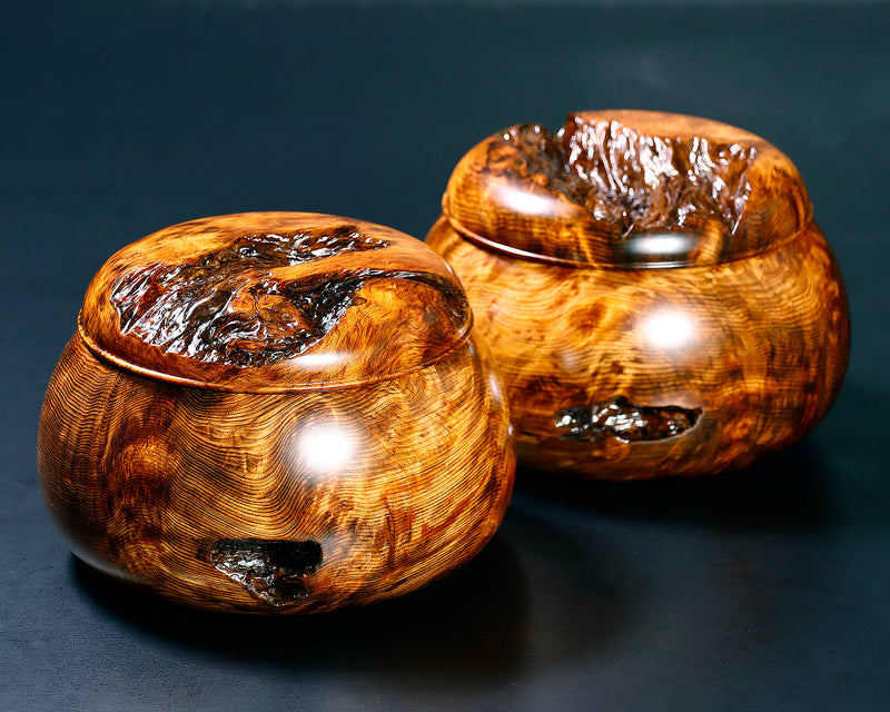 Wood craftsman Mr.Kawashita made Yakusugi Go Bowls Premium Burl Grain Super Extra Large size GK-YKS-BK510-GK42-02