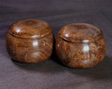 602-BEGB-01 Traditional craftsman Biei made Black Claro Walnut Go Bowls Large Burl Figure (Kobu-moku) for size 25 - 30 Go stones GKBC-MR30-512-01F