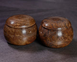 602-BEGB-01 Traditional craftsman Biei made Black Claro Walnut Go Bowls Large Burl Figure (Kobu-moku) for size 25 - 30 Go stones GKBC-MR30-512-01F