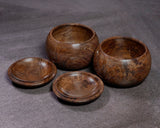 602-BEGB-01 Traditional craftsman Biei made Black Claro Walnut Go Bowls Large Burl Figure (Kobu-moku) for size 25 - 30 Go stones GKBC-MR30-512-01F