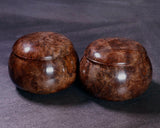 602-BEGB-02 Traditional craftsman Biei made Black Claro Walnut Go Bowls Extra Large Burl Figure (Kobu-moku) for size 30 - 36 Go stones GKBC-MR36-512-01F