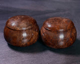 602-BEGB-02 Traditional craftsman Biei made Black Claro Walnut Go Bowls Extra Large Burl Figure (Kobu-moku) for size 30 - 36 Go stones GKBC-MR36-512-01F