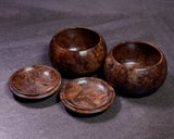 602-BEGB-02 Traditional craftsman Biei made Black Claro Walnut Go Bowls Extra Large Burl Figure (Kobu-moku) for size 30 - 36 Go stones GKBC-MR36-512-01F