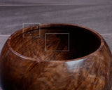 602-BEGB-02 Traditional craftsman Biei made Black Claro Walnut Go Bowls Extra Large Burl Figure (Kobu-moku) for size 30 - 36 Go stones GKBC-MR36-512-01F
