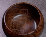 602-BEGB-02 Traditional craftsman Biei made Black Claro Walnut Go Bowls Extra Large Burl Figure (Kobu-moku) for size 30 - 36 Go stones GKBC-MR36-512-01F