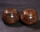 602-BEGB-03 Traditional craftsman Biei made Black Claro Walnut Go Bowls Super Extra Large Burl Figure (Kobu-moku) for size 36 - 42 Go stones GKBC-MR42-512-01F
