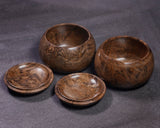 602-BEGB-03 Traditional craftsman Biei made Black Claro Walnut Go Bowls Super Extra Large Burl Figure (Kobu-moku) for size 36 - 42 Go stones GKBC-MR42-512-01F