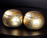 GLMB-608-14 金箔押し職人 「京金箔押常若」藤澤典史氏製作 藍漆地金箔仕上げ碁笥 特大 GKGL-AUJXL-608