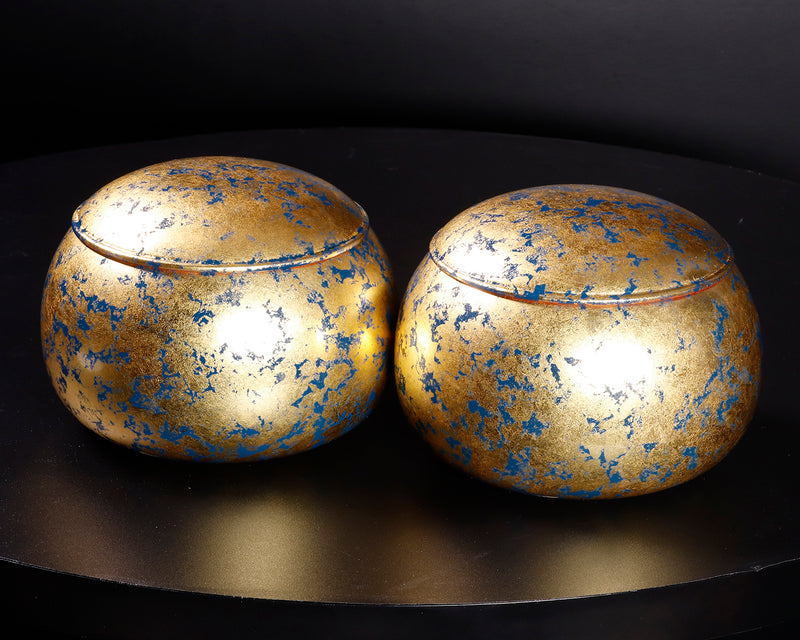 GLMB-608-15 金箔押し職人 「京金箔押常若」藤澤典史氏製作 藍漆地金箔