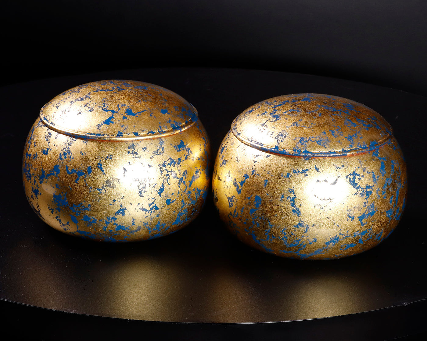 GLMB-608-15 金箔押し職人 「京金箔押常若」藤澤典史氏製作 藍漆地金箔