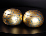 GLMB-608-14 金箔押し職人 「京金箔押常若」藤澤典史氏製作 藍漆地金箔仕上げ碁笥 特大 GKGL-AUJXL-608