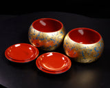 GLMB-608-14 金箔押し職人 「京金箔押常若」藤澤典史氏製作 藍漆地金箔仕上げ碁笥 特大 GKGL-AUJXL-608