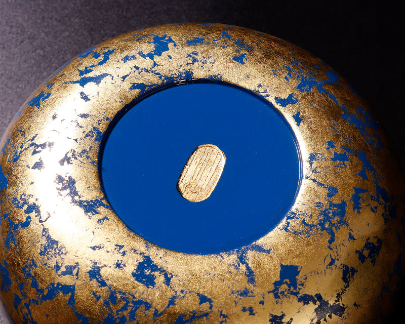 GLMB-608-15 金箔押し職人 「京金箔押常若」藤澤典史氏製作 藍漆地金箔