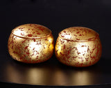 GLMB-608-10 金箔押し職人 「京金箔押常若」藤澤典史氏製作 朱漆地金箔仕上げ 9路碁盤3点セット