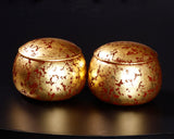 GLMB-608-10 金箔押し職人 「京金箔押常若」藤澤典史氏製作 朱漆地金箔仕上げ 9路碁盤3点セット