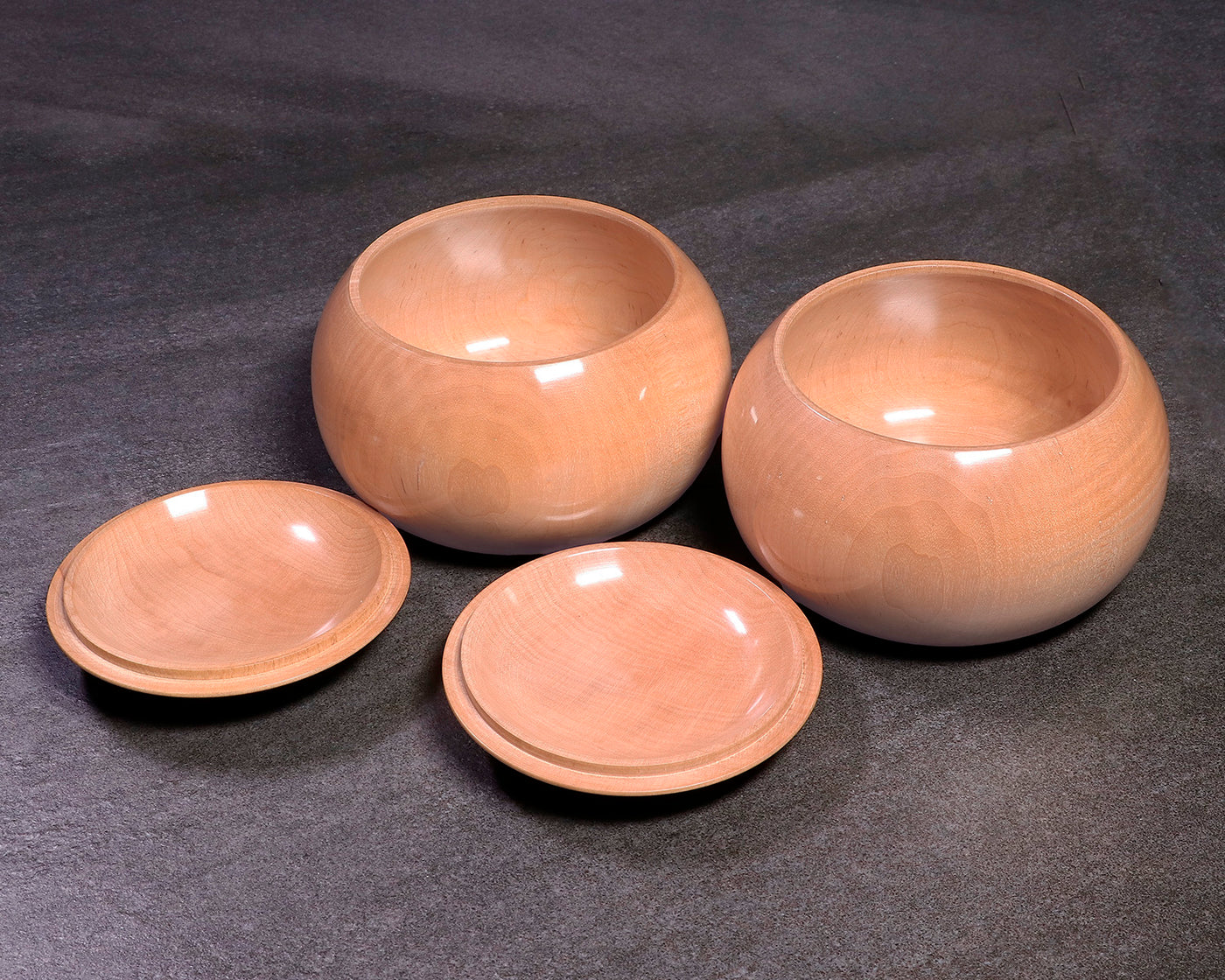木工挽物職人 懐志製作「楓（かえで）」碁笥 杢入り 特大 40号 ＊訳有