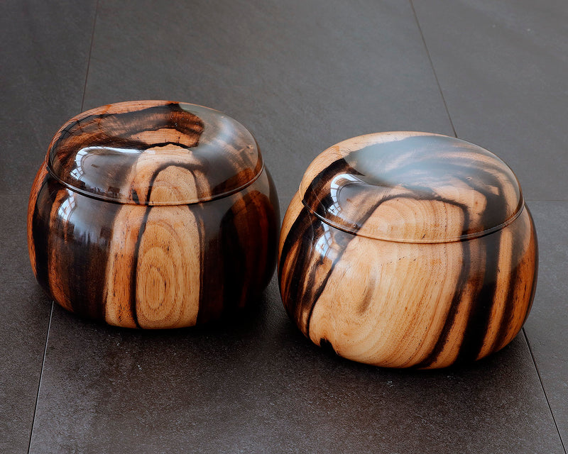NS-508-18 Mr. Takashi NISHIKAWA made Kurokaki [black persimmon] Go Bowls for size - 40 Go stones GKKG-NS40-505-01F