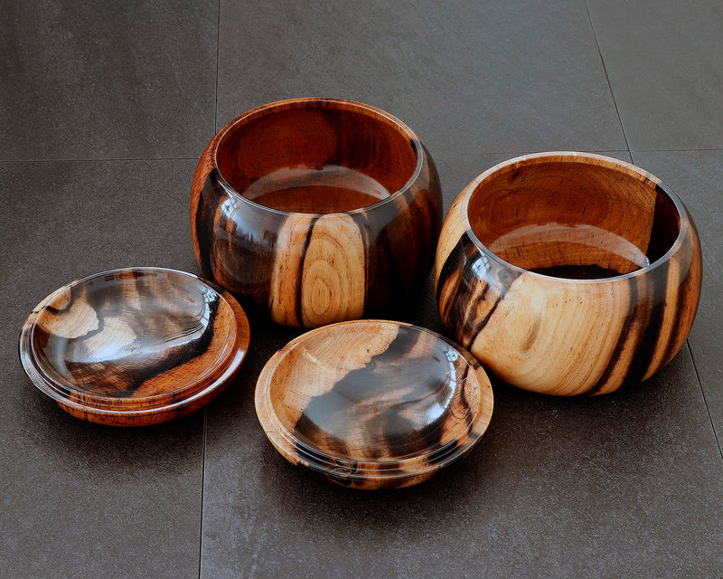 NS-508-18 Mr. Takashi NISHIKAWA made Kurokaki [black persimmon] Go Bowls for size - 40 Go stones GKKG-NS40-505-01F