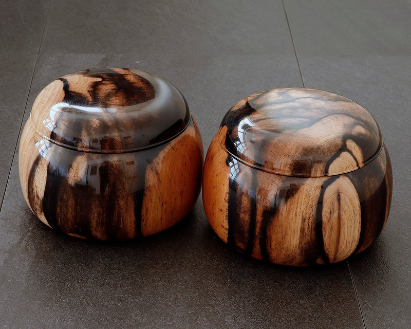 NS-508-19 Mr. Takashi NISHIKAWA made Kurokaki [black persimmon] Go Bowls for size - 40 Go stones GKKG-NS40-507-01