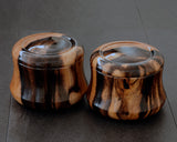 NS-508-17 Mr. Takashi NISHIKAWA made Kurokaki [black persimmon] Go Bowls for size 30 - 35 Go stones "Hon-in-bo" shape GKKGH-NS35-505-01