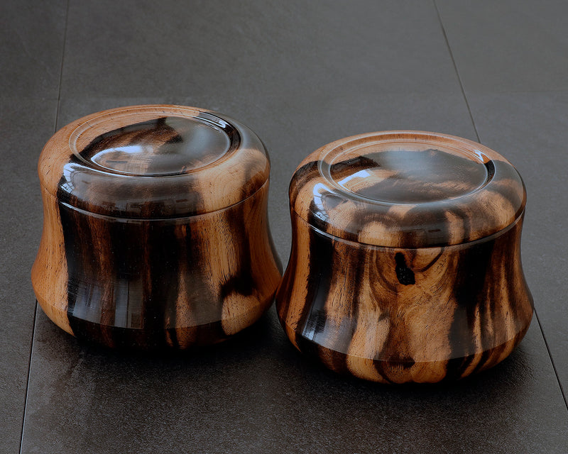 NS-508-17 Mr. Takashi NISHIKAWA made Kurokaki [black persimmon] Go Bowls for size 30 - 35 Go stones "Hon-in-bo" shape GKKGH-NS35-505-01