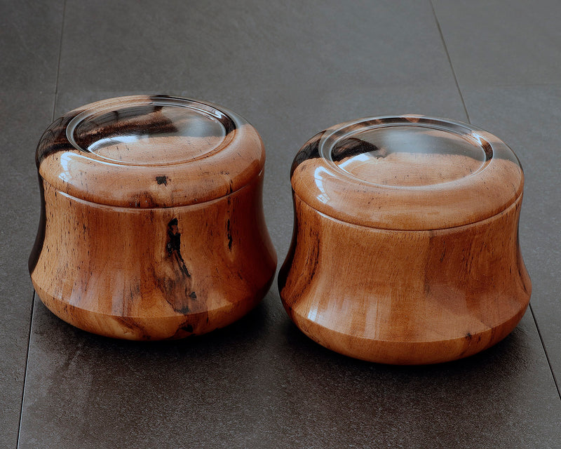 NS-508-17 Mr. Takashi NISHIKAWA made Kurokaki [black persimmon] Go Bowls for size 30 - 35 Go stones "Hon-in-bo" shape GKKGH-NS35-505-01