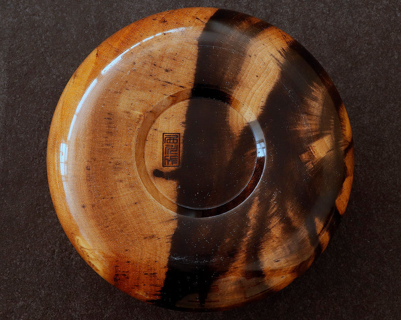 NS-508-17 Mr. Takashi NISHIKAWA made Kurokaki [black persimmon] Go Bowls for size 30 - 35 Go stones "Hon-in-bo" shape GKKGH-NS35-505-01