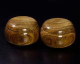 Traditional craftsman Mr. Takashi NISHIKAWA made Nemunoki[Silk tree] Go Bowls Low and Wide shape for size -38 Go stones GKNMH-NS38-606-01