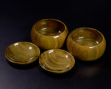 Traditional craftsman Mr. Takashi NISHIKAWA made Nemunoki[Silk tree] Go Bowls Low and Wide shape for size -38 Go stones GKNMH-NS38-606-01