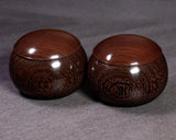 602-TWC-KS-12 木工挽物職人 懐志製作「鉄刀木（たがやさん）」碁笥 特大 36号 GKTGS-SB36-601-01F