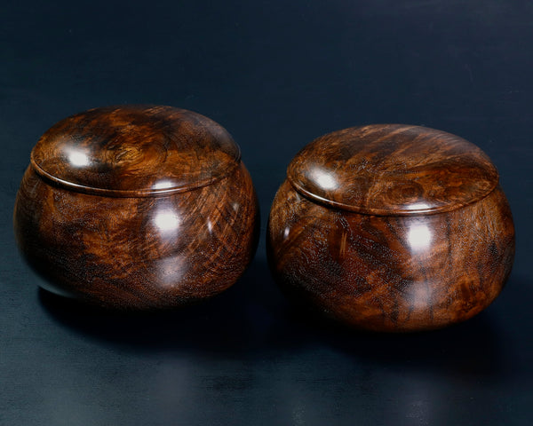 Walnut Go bowls for size 30 - 35 Go stones GKWN-MR35-410-03