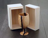 Traditional craftsman Mr.takashi NISHIKAWA made Kurokaki[black persimmon] Tora-moku[Tiger Stripe Grain] Wine glass JAC-NSK-508-KKWG-04