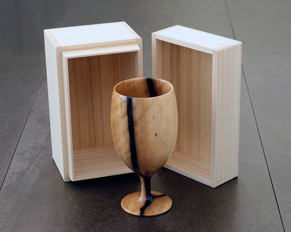 ろくろ木工工芸師 西川嵩製作 黒柿製 ワイングラス【虎杢】 JAC-NSK-508-KKWG-04