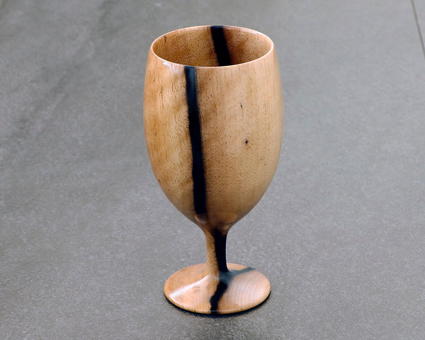 ろくろ木工工芸師 西川嵩製作 黒柿製 ワイングラス【虎杢】 JAC-NSK-508-KKWG-04