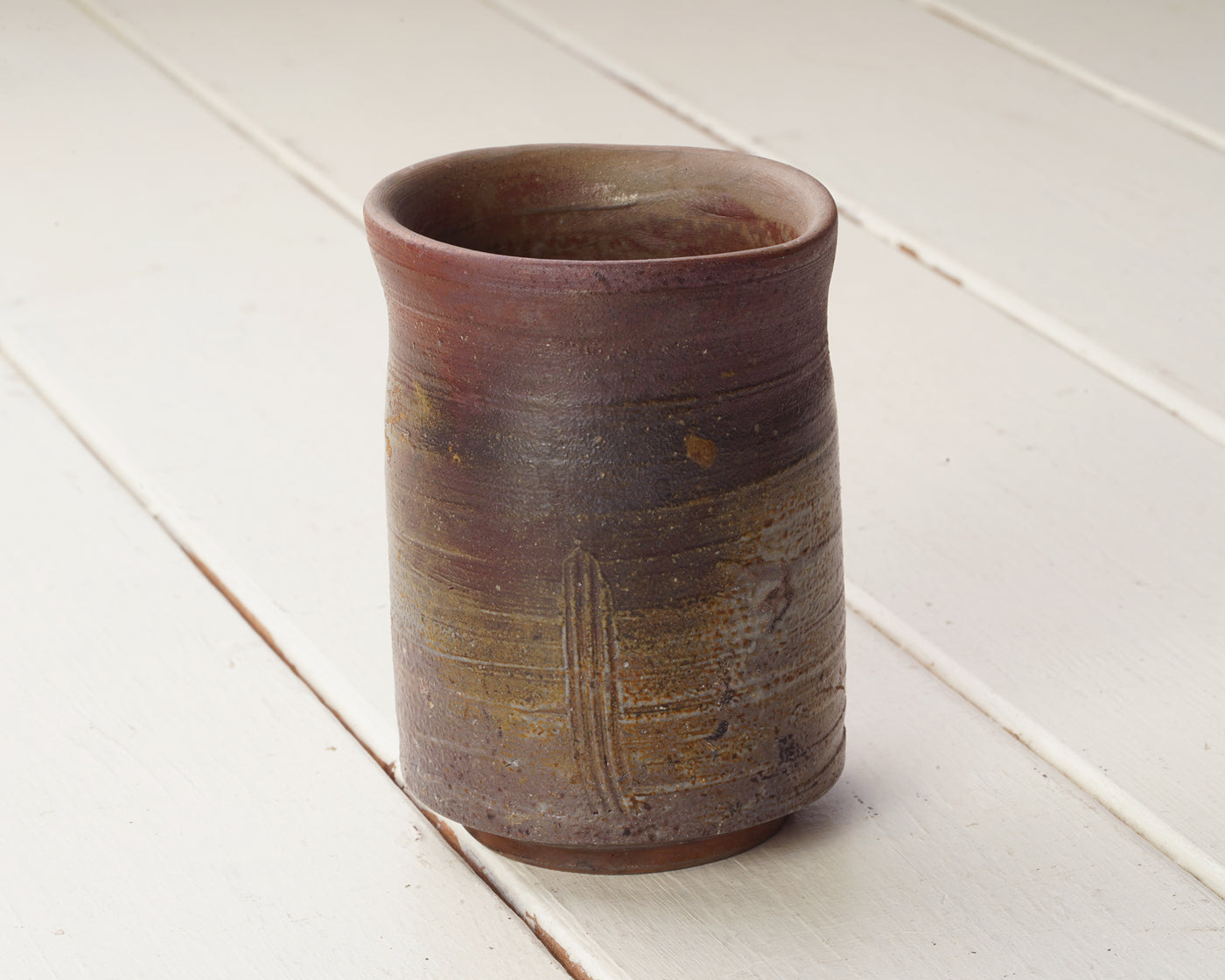 備前焼き　湯こぼし 備前焼陶芸家「橋本 勘介」作 備前焼『棧切り湯呑』 JAC-BZH-404-KG01