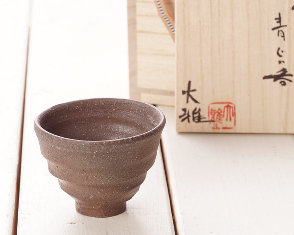 Bizen Pottery Artist "森 大雅 / Taiga Mori" made "Aobizen Gui-nomi / Sake Cup"  405-TFD-16