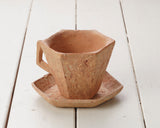 『2025 Christmas SALE』511-CSP-08 【Christmas gift set featuring a Bizen ware Gendo-rokkaku Mugcup and Saucer / Gendo hexagonal Mugcup and Saucer and a Rim Plate】