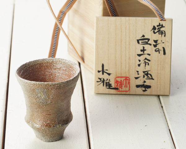 Bizen Pottery Artist "森 大雅 / Taiga Mori" made "Shirotsuti Reisyu Nomi / Sake Cup" JAC-BZM-404-M51