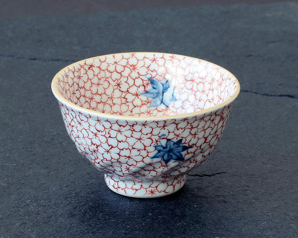 Kyoto Kiyomizu-Yaki Pottery Artist "丹影 / Ni-Ei" made "Sake cup / cherry blossoms patterns" JAC-KNI-406-02