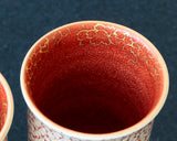 Kyoto Kiyomizu-Yaki Pottery Artist "丹影 / Ni-Ei" made "Slender cup (Tea or Sake cup) set / Cherry blossoms patterns" JAC-KNI-406-08