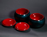 GLMB-608-03 "Maeda Blue" Lacquer Finish Go bowls for size ~34 Go stones JAC-MDS-GKXL-608-01