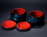 GLMB-608-05 "Maeda Blue" Lacquer Finish Go bowls for size ~40 Go stones JAC-MDS-GKXXL-608-02
